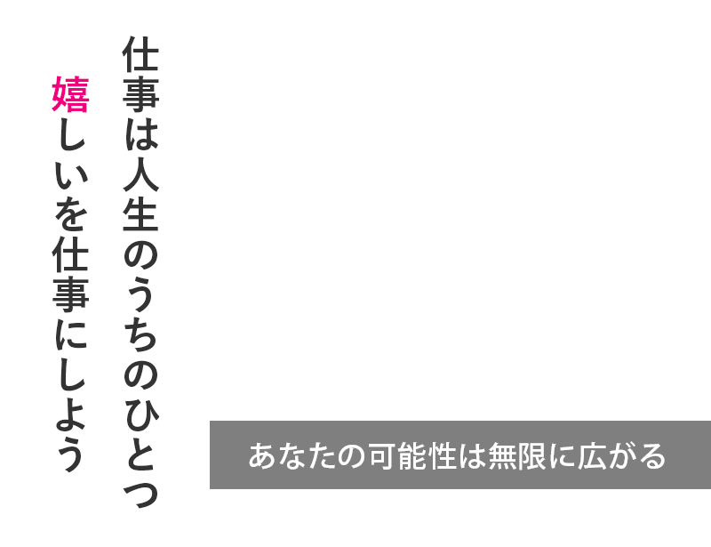 仕事は人生のうちのひとつ嬉しいを仕事にしよう